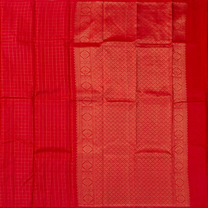 Red Kanchipuram Silk Saree For Festive Wear PV MEN 124