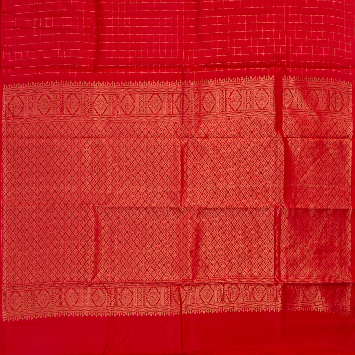 Red Kanchipuram Silk Saree For Festive Wear PV MEN 124