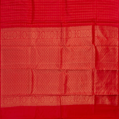Red Kanchipuram Silk Saree For Festive Wear PV MEN 124