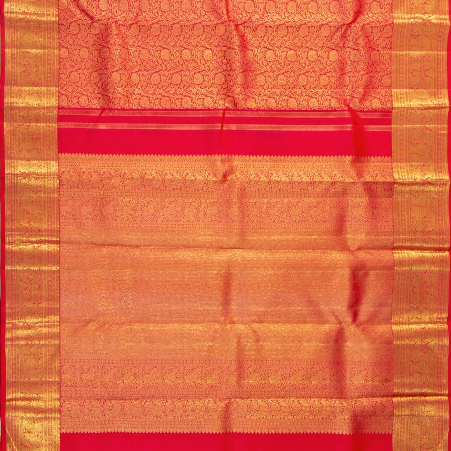 Red Kanchipuram Silk Saree For Bridal Wear PV NYC 1635