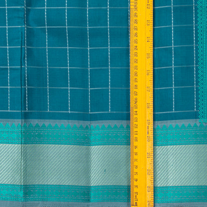 Blue And Grey Kanchipuram Silk Saree With No Zari For Office Wear PV RM NZ 496 - Silk Sari - Panjavarnam PV RM NZ 496
