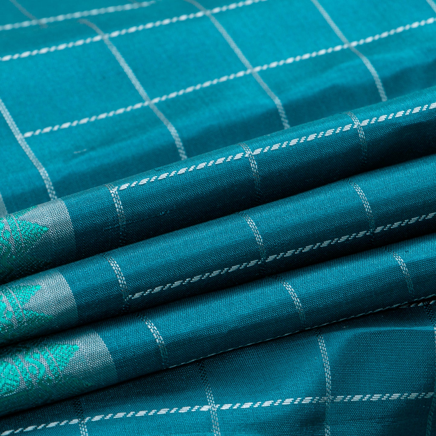 Blue And Grey Kanchipuram Silk Saree With No Zari For Office Wear PV RM NZ 496 - Silk Sari - Panjavarnam PV RM NZ 496