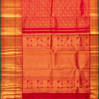Red Kanchipuram Silk Saree For Bridal Wear PV NYC 1605