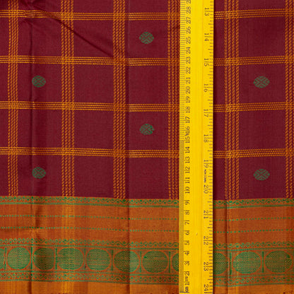 Maroon Kanchipuram Silk Saree With No Zari For Office Wear PV RM NZ 508 - Silk Sari - Panjavarnam PV RM NZ 508