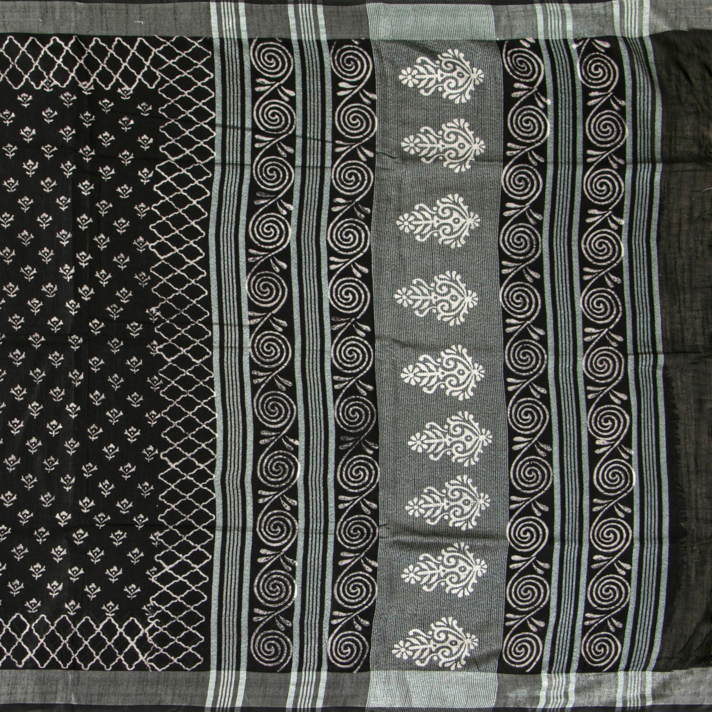 Black Cotton Saree Handwoven PV YU 2067