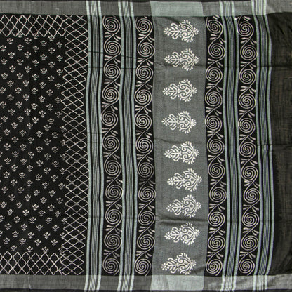 Black Cotton Saree Handwoven PV YU 2067