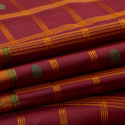 Maroon Kanchipuram Silk Saree With No Zari For Office Wear PV RM NZ 508 - Silk Sari - Panjavarnam PV RM NZ 508