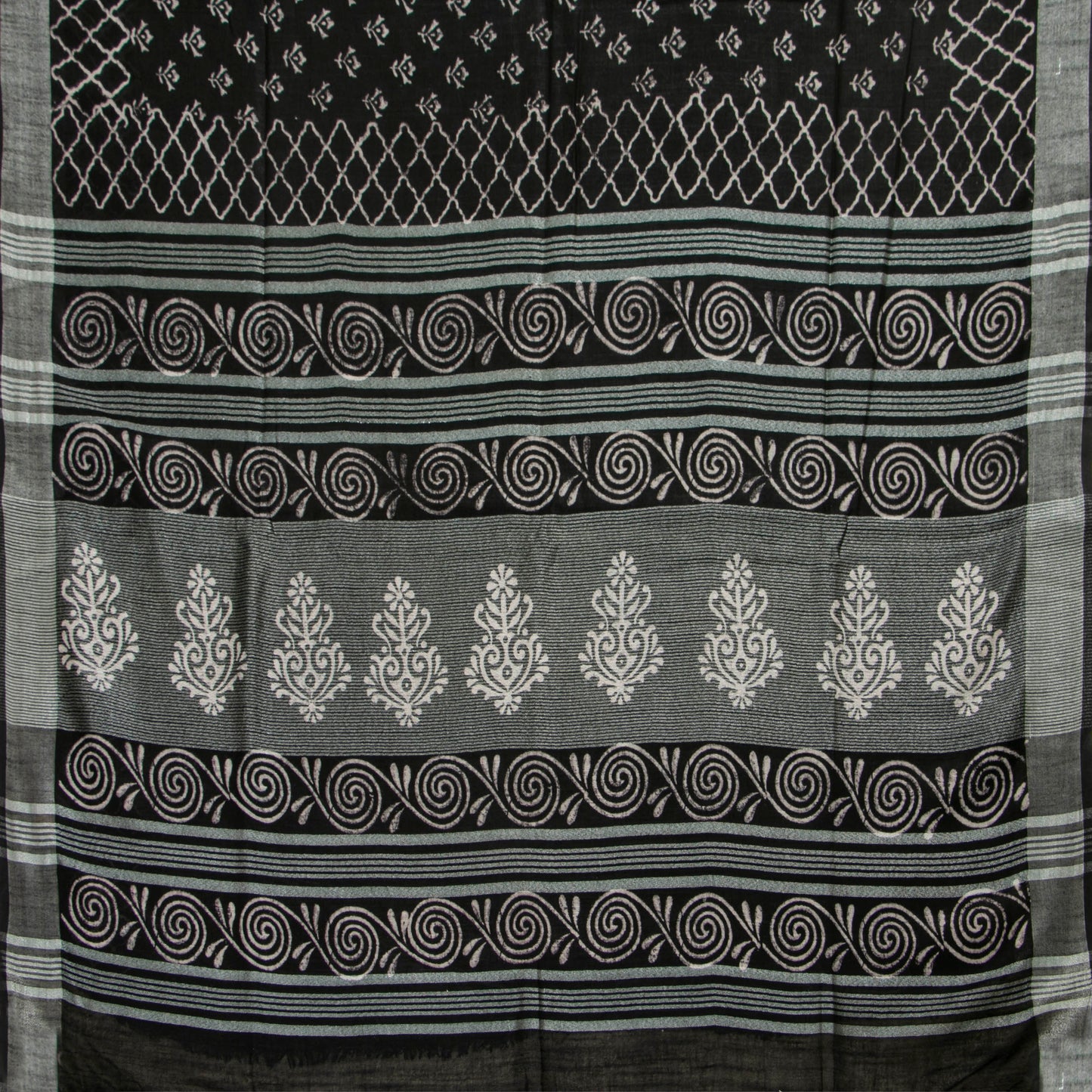 Black Cotton Saree Handwoven PV YU 2067