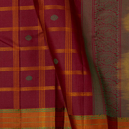 Maroon Kanchipuram Silk Saree With No Zari For Office Wear PV RM NZ 508 - Silk Sari - Panjavarnam PV RM NZ 508