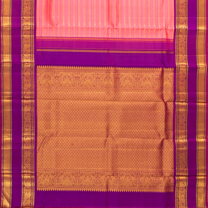 Pink And Magenta Kanchipuram Silk Saree With Silver Zari For Wedding Wear PV NYC 1588