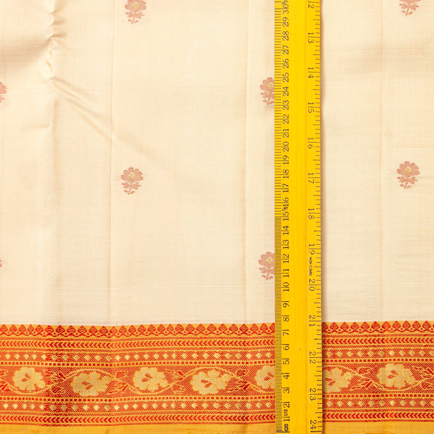 Off White Kanchipuram Silk Saree With No Zari For Office Wear PV RM NZ 509