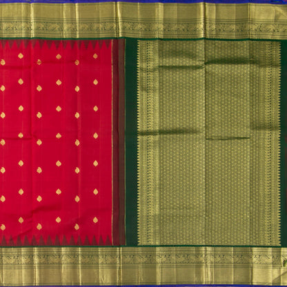 Red And Green Kanchipuram Silk Saree For Wedding Wear PV NYC 1629