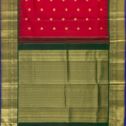 Red And Green Kanchipuram Silk Saree For Wedding Wear PV NYC 1629