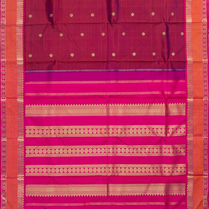 Maroon And Pink Kanchipuram Silk Saree For Bridal Wear PV NYC 1652