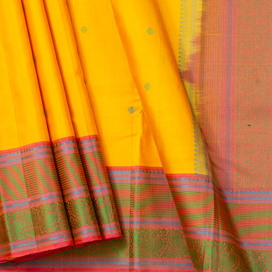 Yellow Kanchipuram Silk Saree With No Zari For Office Wear PV RM NZ 502 - Silk Sari - Panjavarnam PV RM NZ 502