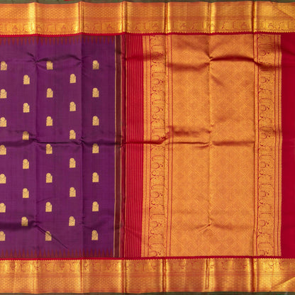 Magenta And Red Kanchipuram Silk Saree For Bridal Wear PV NYC 1650