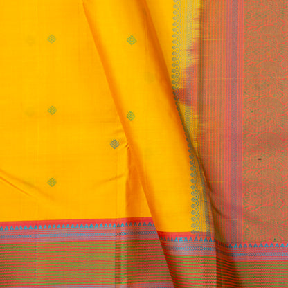 Yellow Kanchipuram Silk Saree With No Zari For Office Wear PV RM NZ 502 - Silk Sari - Panjavarnam PV RM NZ 502