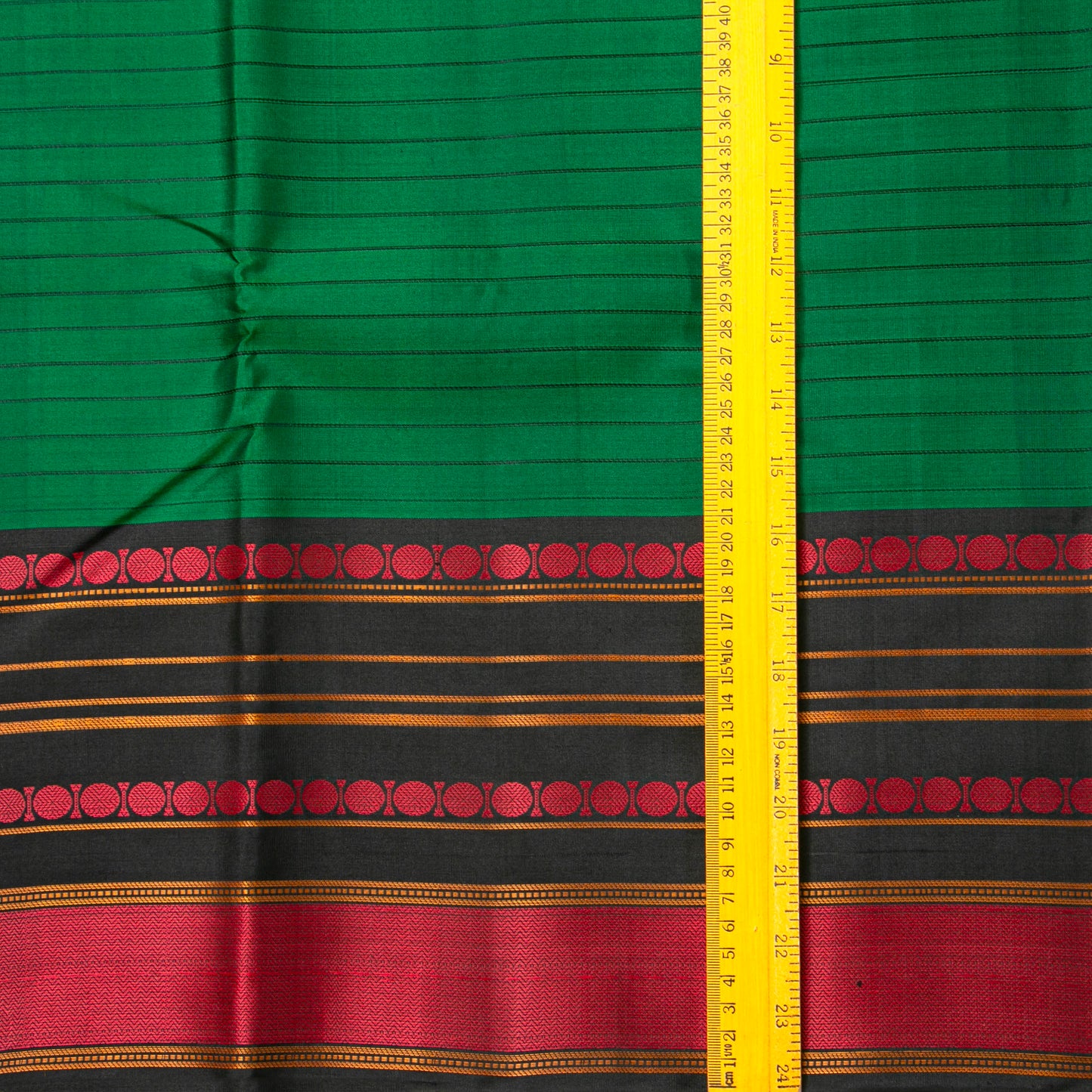 Green And Black Kanchipuram Silk Saree With No Zari For Office Wear PV RM NZ 500