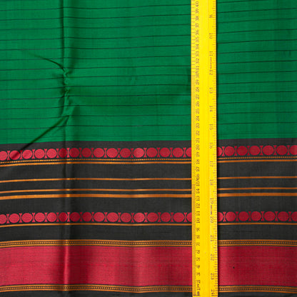 Green And Black Kanchipuram Silk Saree With No Zari For Office Wear PV RM NZ 500