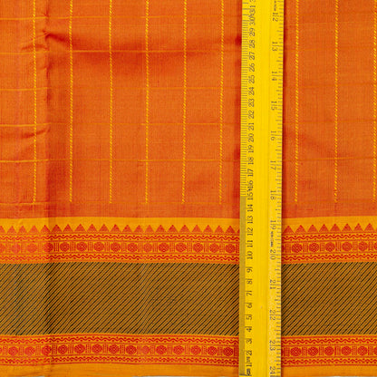 Orange Kanchipuram Silk Saree With No Zari For Office Wear PV RM NZ 497