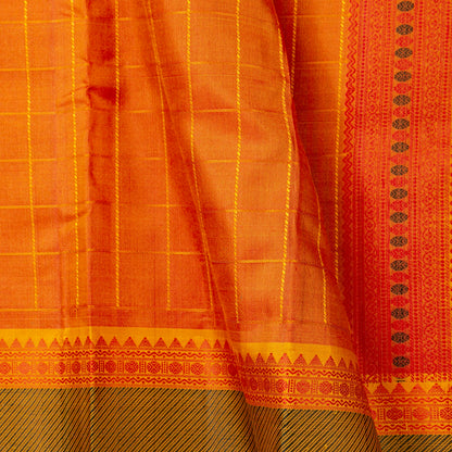 Orange Kanchipuram Silk Saree With No Zari For Office Wear PV RM NZ 497