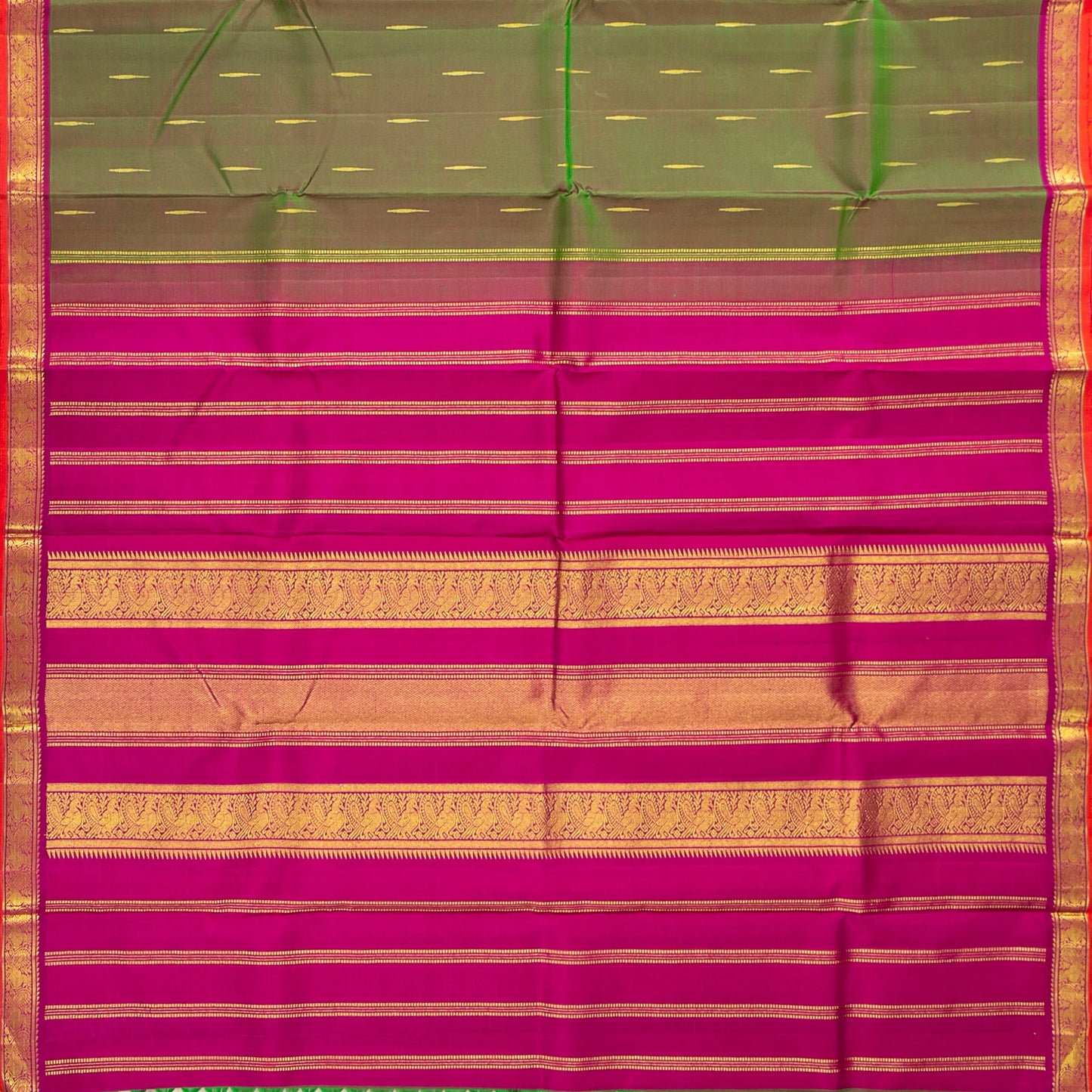 Green And Pink Kanchipuram Silk Saree For Festive Wear PV NYC 1720