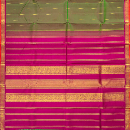 Green And Pink Kanchipuram Silk Saree For Festive Wear PV NYC 1720
