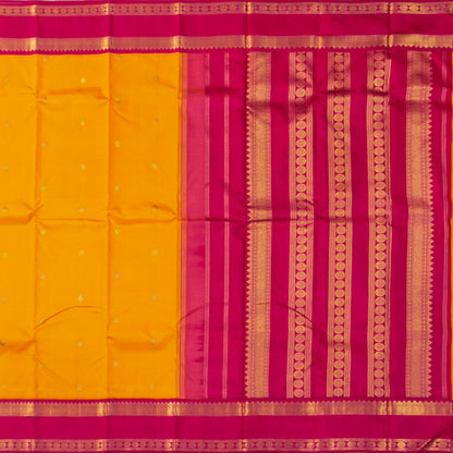 Yellow And Pink Kanchipuram Silk Saree For Bridal Wear PV NYC 1637