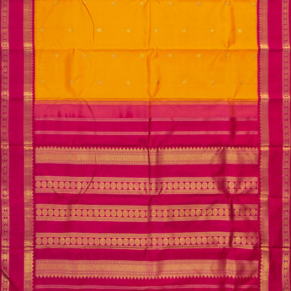 Yellow And Pink Kanchipuram Silk Saree For Bridal Wear PV NYC 1637