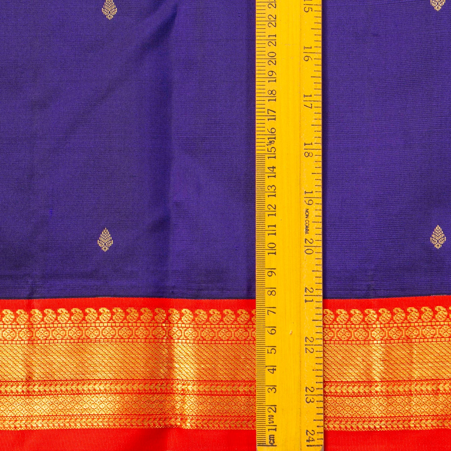 Blue And Red Kanchipuram Silk Saree For Festive Wear PV MEN 190 - Silk Sari - Panjavarnam PV MEN 190