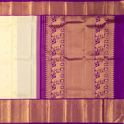 Off White And Magenta Kanchipuram Silk Saree For Wedding Wear PV NYC 1719