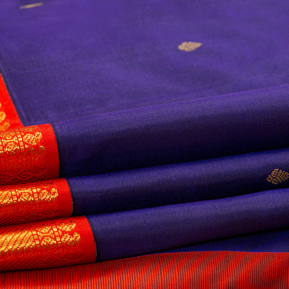 Blue And Red Kanchipuram Silk Saree For Festive Wear PV MEN 190 - Silk Sari - Panjavarnam PV MEN 190