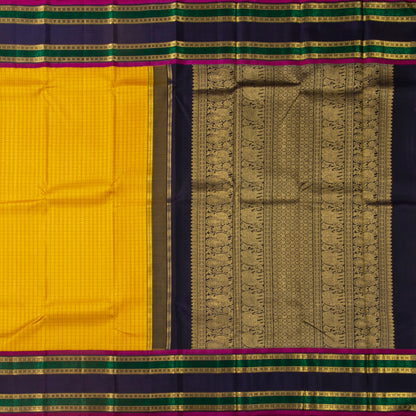 Yellow And Blue Kanchipuram Silk Saree For Wedding Wear PV NYC 1643