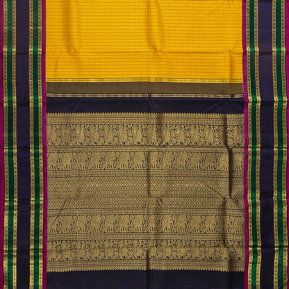 Yellow And Blue Kanchipuram Silk Saree For Wedding Wear PV NYC 1643