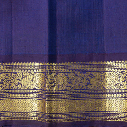 Yellow And Navy Blue Kanchipuram Silk Saree For Wedding Wear PV NYC 1627