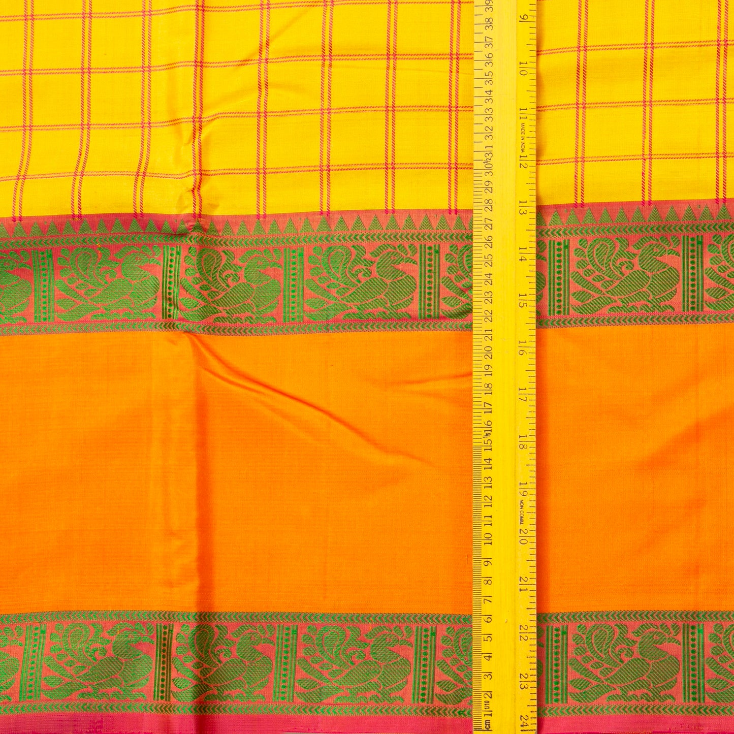 Yellow Kanchipuram Silk Saree With No Zari For Office Wear PV RM NZ 499 - Silk Sari - Panjavarnam PV RM NZ 499