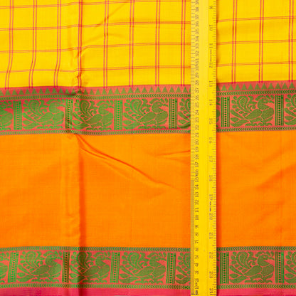 Yellow Kanchipuram Silk Saree With No Zari For Office Wear PV RM NZ 499 - Silk Sari - Panjavarnam PV RM NZ 499