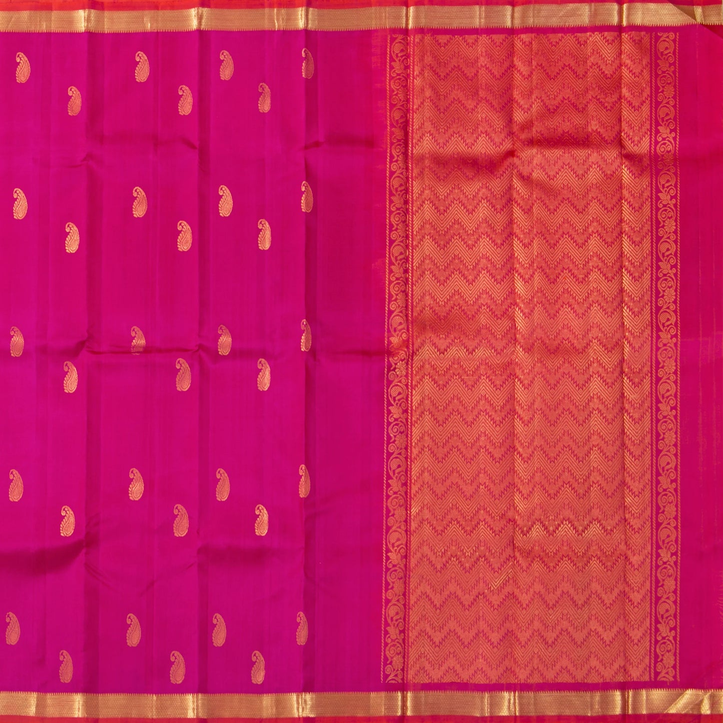 Pink And Red Kanchipuram Silk Saree For Festive Wear PV NYC 1632