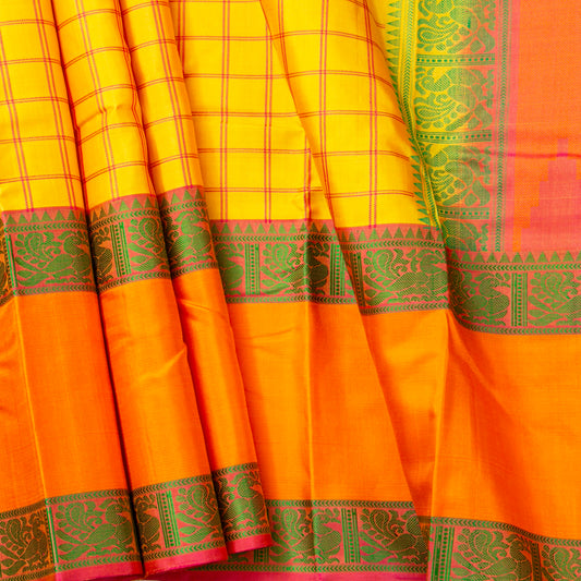 Yellow Kanchipuram Silk Saree With No Zari For Office Wear PV RM NZ 499 - Silk Sari - Panjavarnam PV RM NZ 499