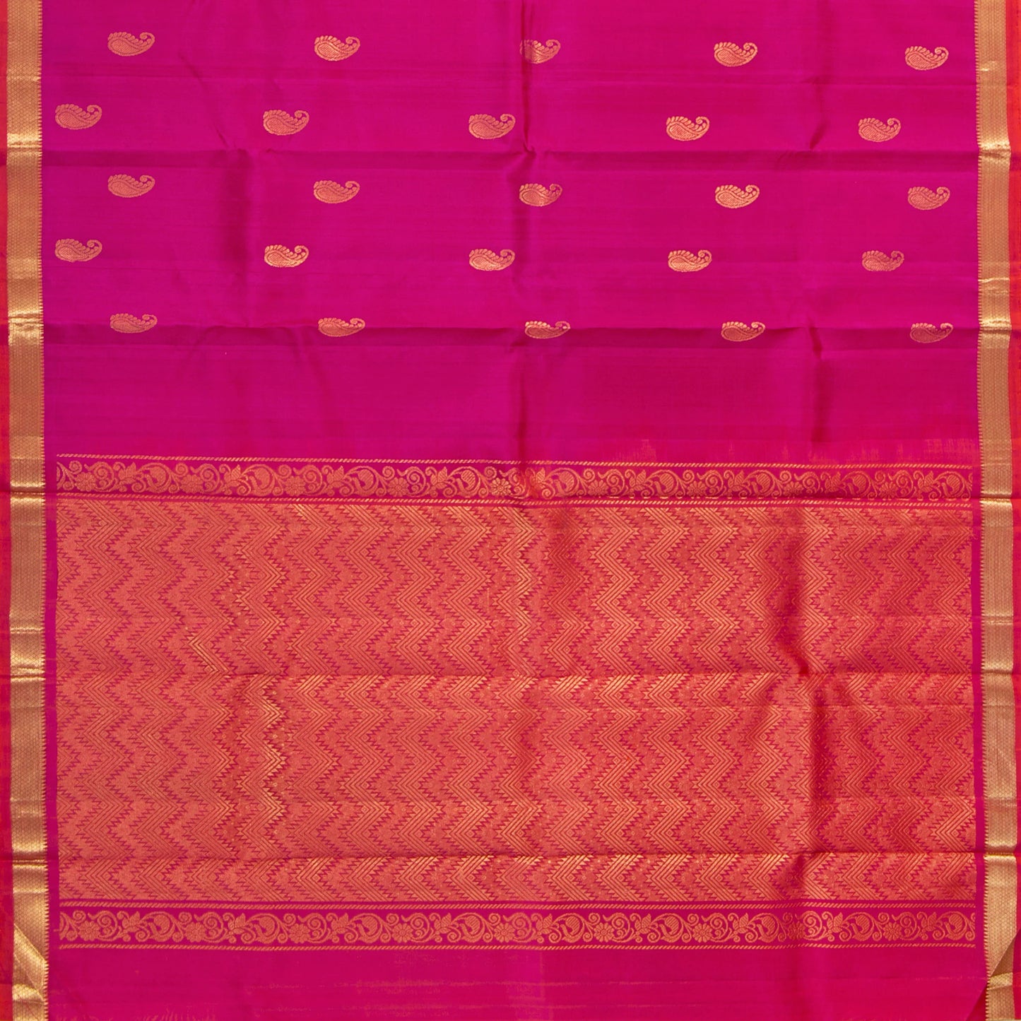 Pink And Red Kanchipuram Silk Saree For Festive Wear PV NYC 1632