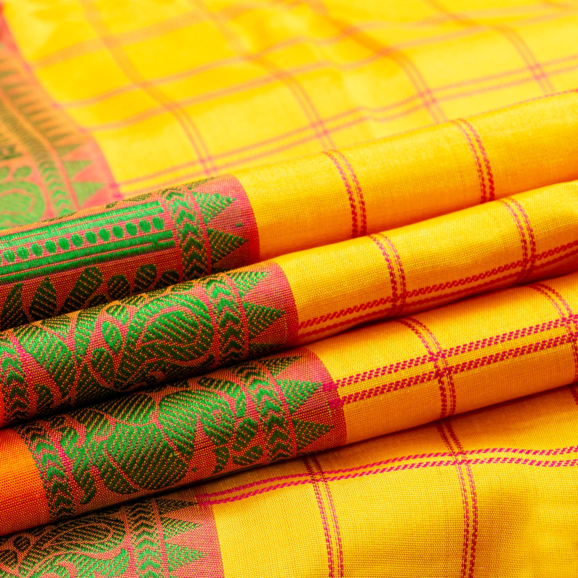Yellow Kanchipuram Silk Saree With No Zari For Office Wear PV RM NZ 499 - Silk Sari - Panjavarnam PV RM NZ 499