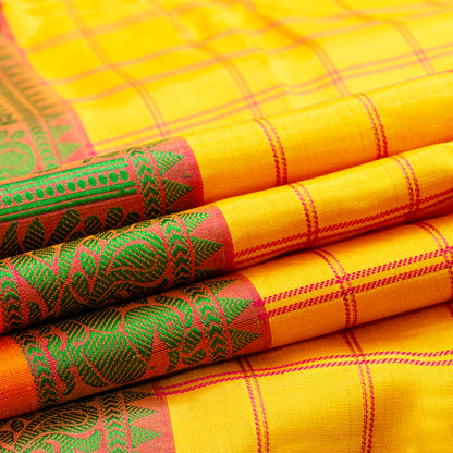 Yellow Kanchipuram Silk Saree With No Zari For Office Wear PV RM NZ 499 - Silk Sari - Panjavarnam PV RM NZ 499