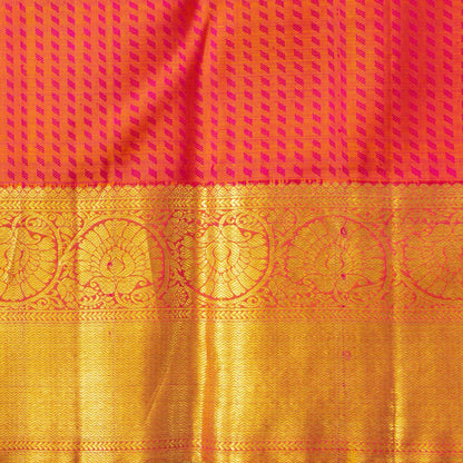 Pastel Turquoise And Orange Kanchipuram Silk Saree With Silver And Gold Zari For Bridal Wedding Wear PV NYC 1658