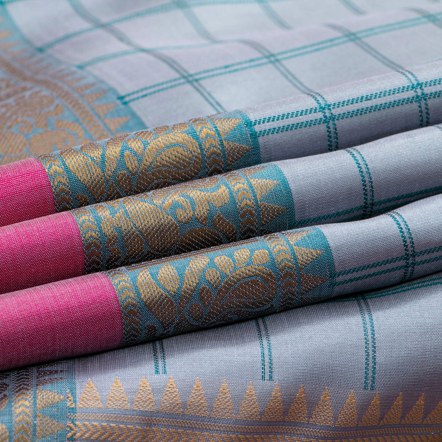 Grey Kanchipuram Silk Saree With No Zari For Office Wear PV RM NZ 498