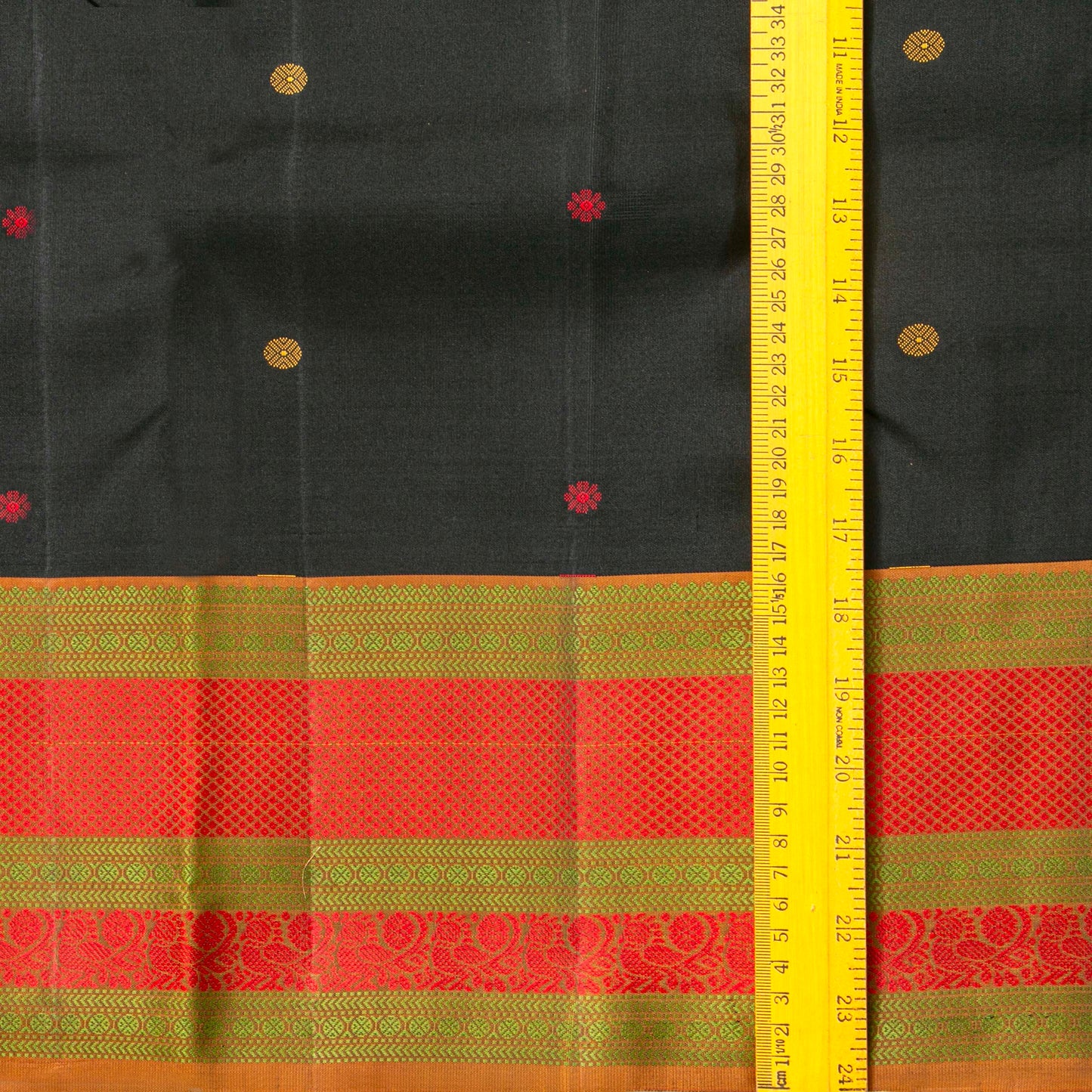 Black Kanchipuram Silk Saree With No Zari For Office Wear PV RM NZ 504 - Silk Sari - Panjavarnam PV RM NZ 504