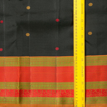 Black Kanchipuram Silk Saree With No Zari For Office Wear PV RM NZ 504 - Silk Sari - Panjavarnam PV RM NZ 504