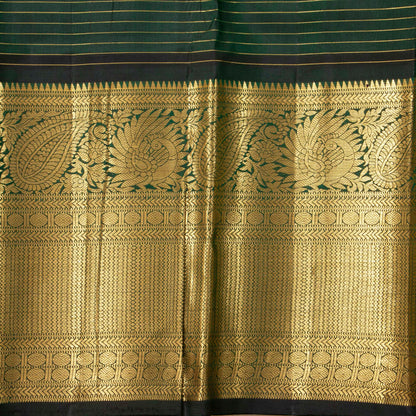 Red And Green Kanchipuram Silk Saree With Zari Stripes For Wedding Wear PV NYC 1634