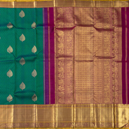 Green, Purple And Maroon Kanchipuram Silk Saree With Silk Jacquard Work For Wedding Wear PV NYC 1644