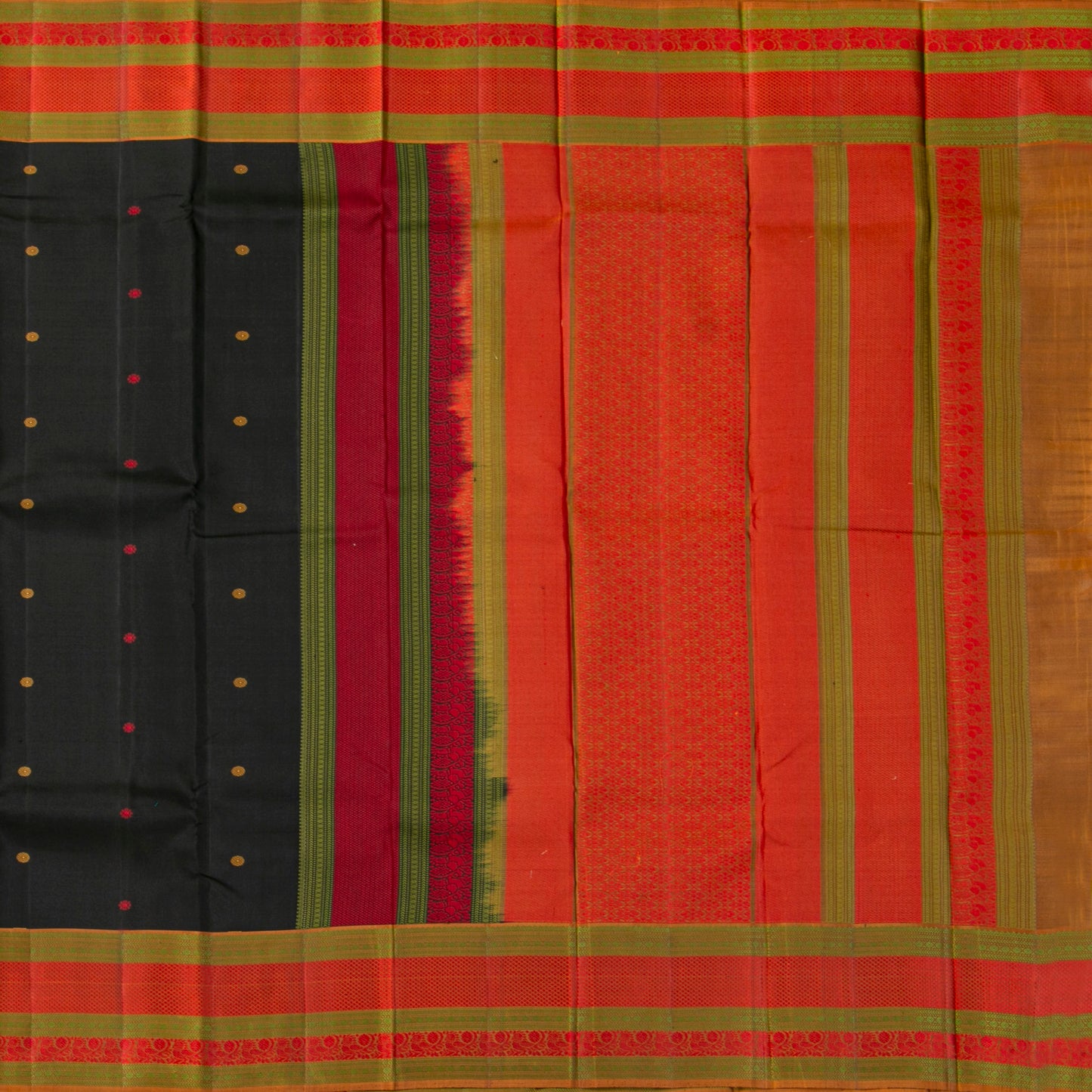 Black Kanchipuram Silk Saree With No Zari For Office Wear PV RM NZ 504 - Silk Sari - Panjavarnam PV RM NZ 504