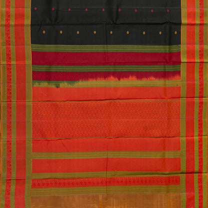 Black Kanchipuram Silk Saree With No Zari For Office Wear PV RM NZ 504 - Silk Sari - Panjavarnam PV RM NZ 504